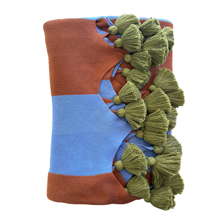 Azure Stripe Tassel Throw Blanket