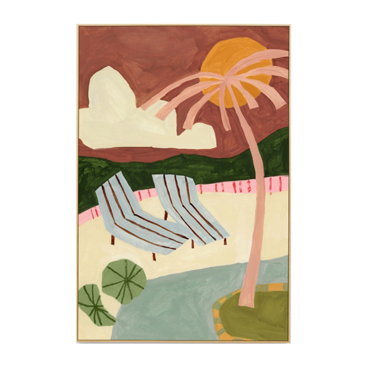 Poolside Paradise Bright Canvas Art Print